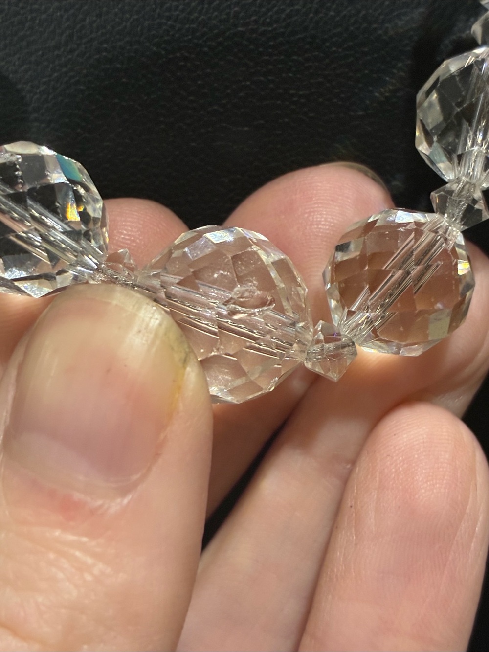 Antique Faceted Glass or Quartz? Beaded Necklace - Picture 5 of 7